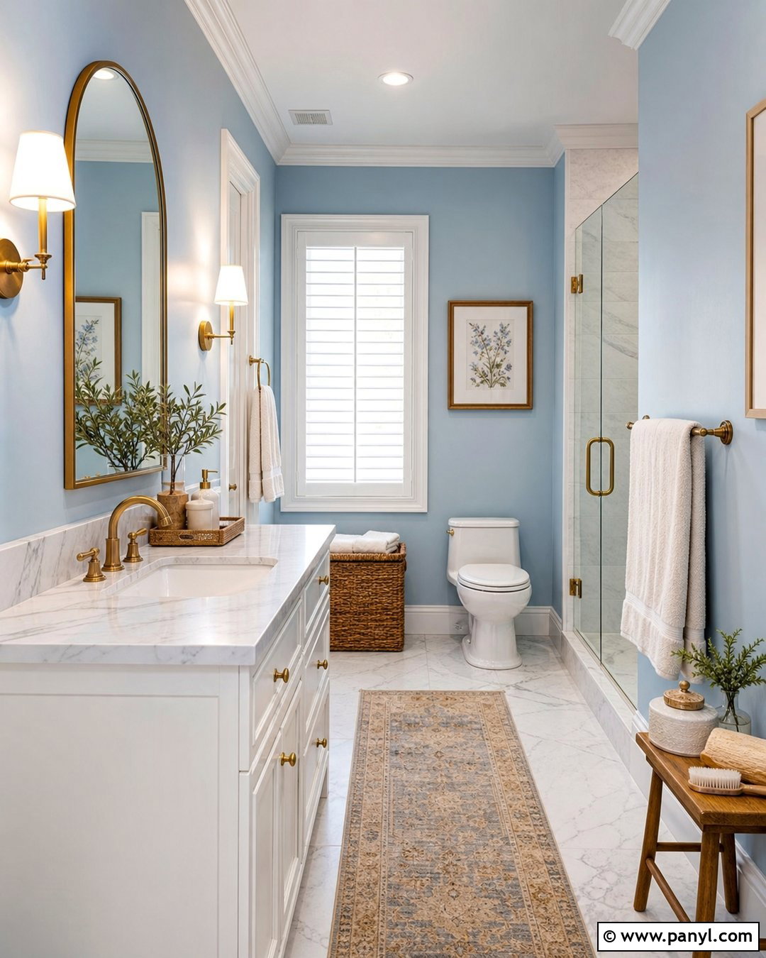 Light Blue Bathroom With Brass Hardware - 25 Bathroom With Light Blue Walls