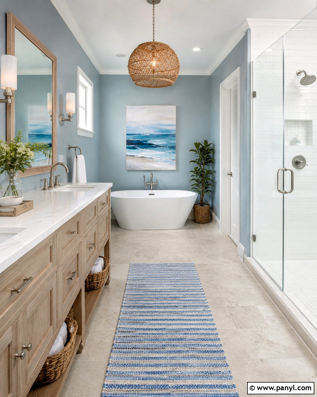 Light Blue Bathroom With Coastal Decor - 20 light blue bathroom decor ideas