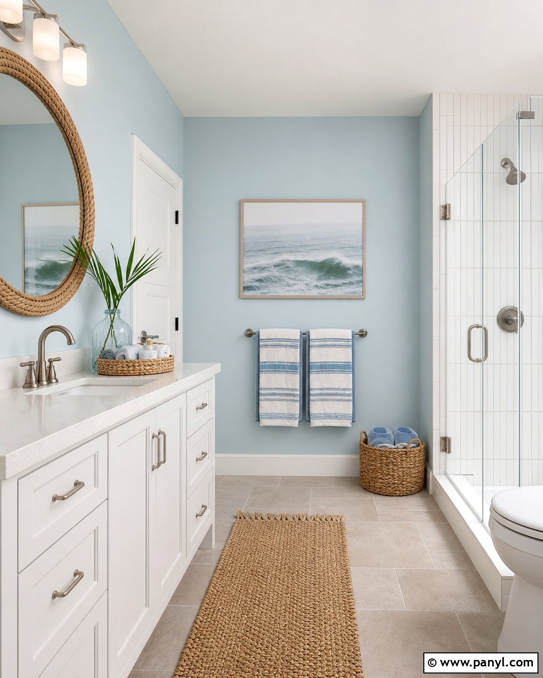 Light Blue Bathroom With Coastal Decor - 25 Bathroom With Light Blue Walls