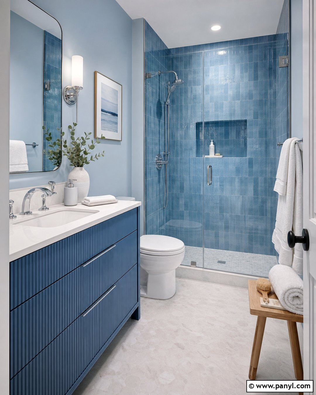 Light Blue Bathroom With Color Drenching - 25 Bathroom With Light Blue Walls