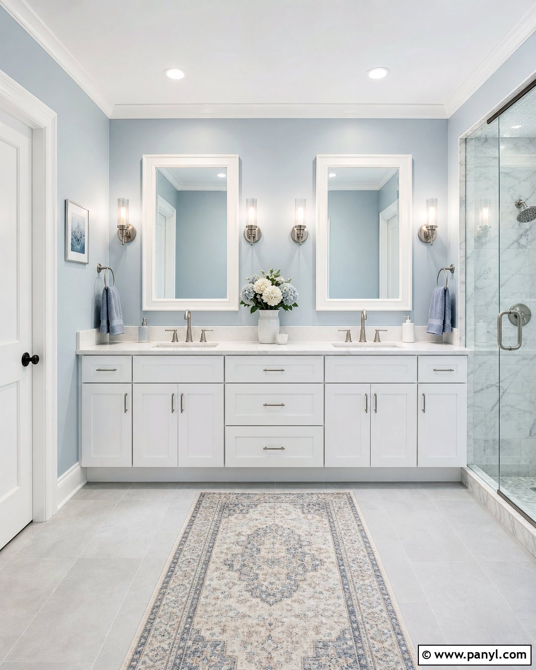 Light Blue Bathroom With Double Vanity - 25 Bathroom With Light Blue Walls