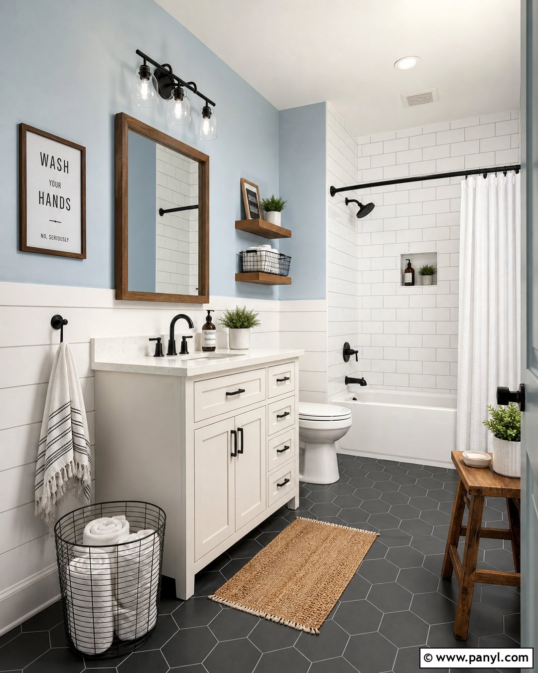 Light Blue Bathroom With Farmhouse Decor - 25 Bathroom With Light Blue Walls