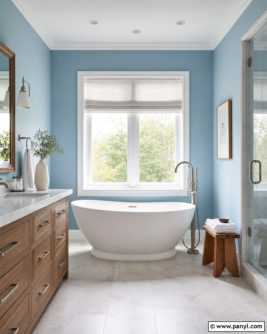 Light Blue Bathroom With Freestanding Tub - 25 Bathroom With Light Blue Walls
