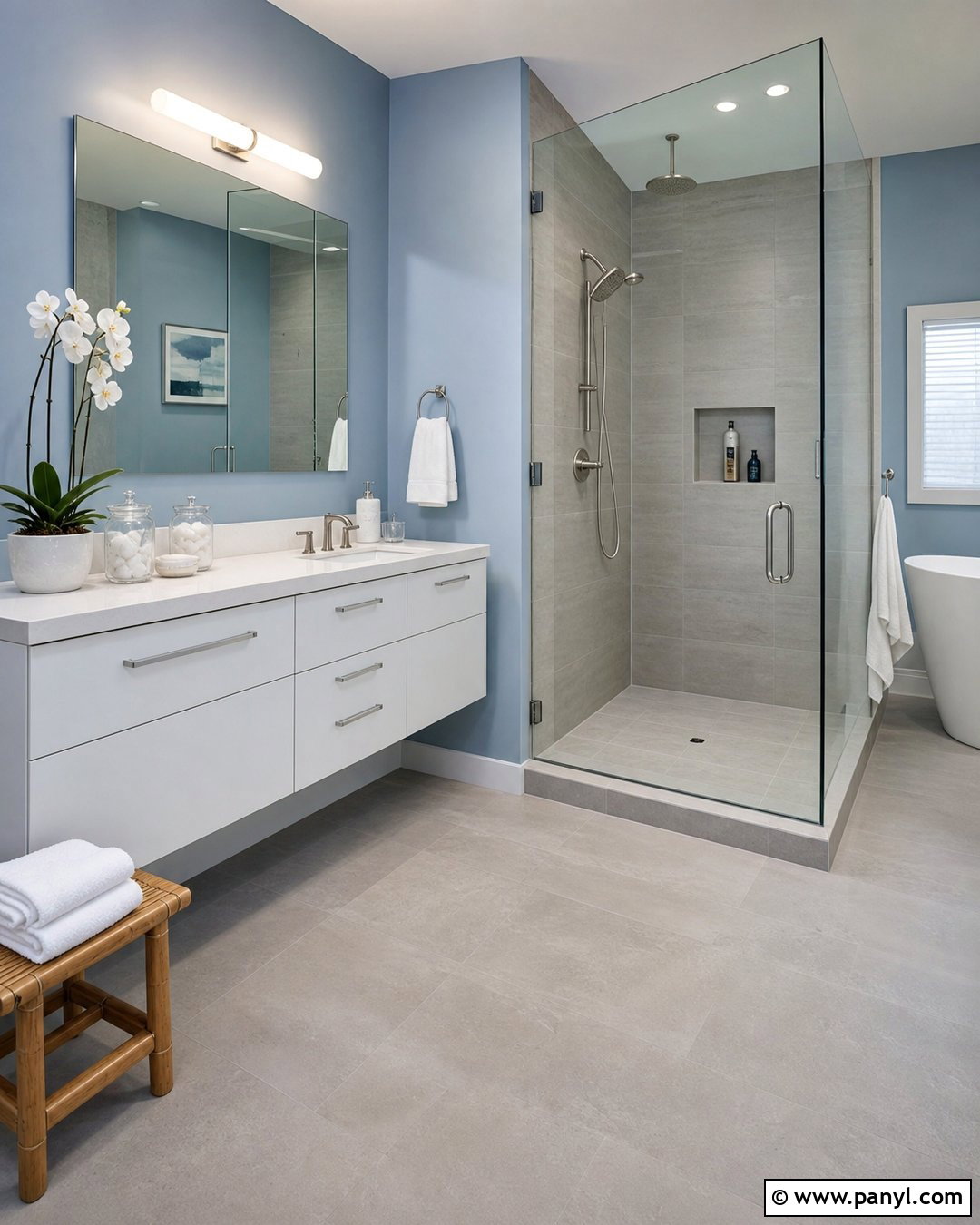 Light Blue Bathroom With Gray Tile - 25 Bathroom With Light Blue Walls