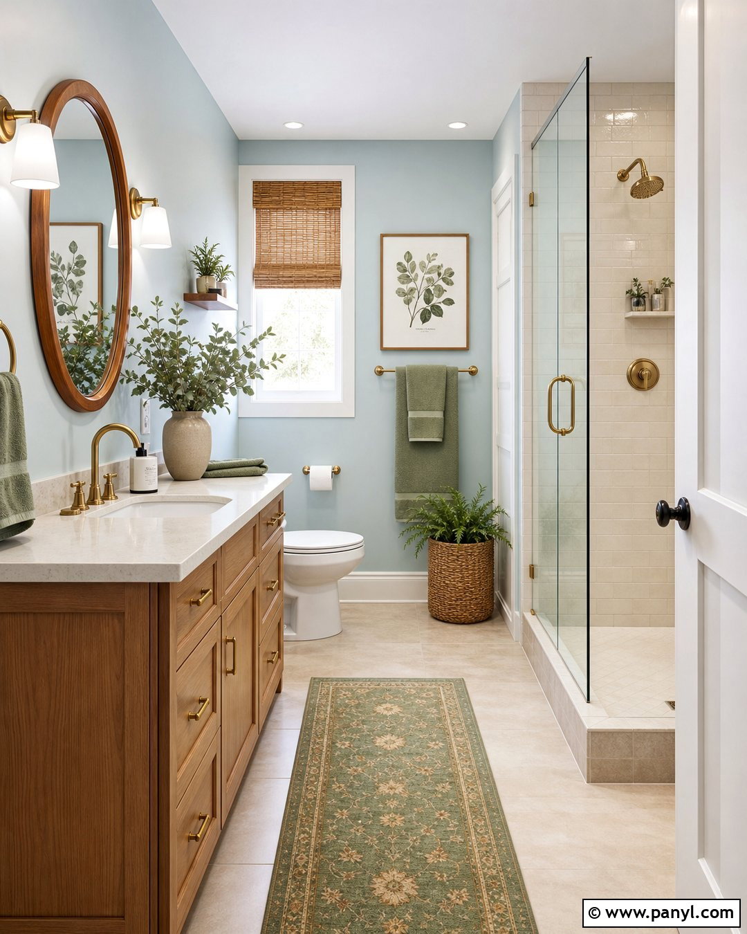 Light Blue Bathroom With Green Accents - 25 Bathroom With Light Blue Walls