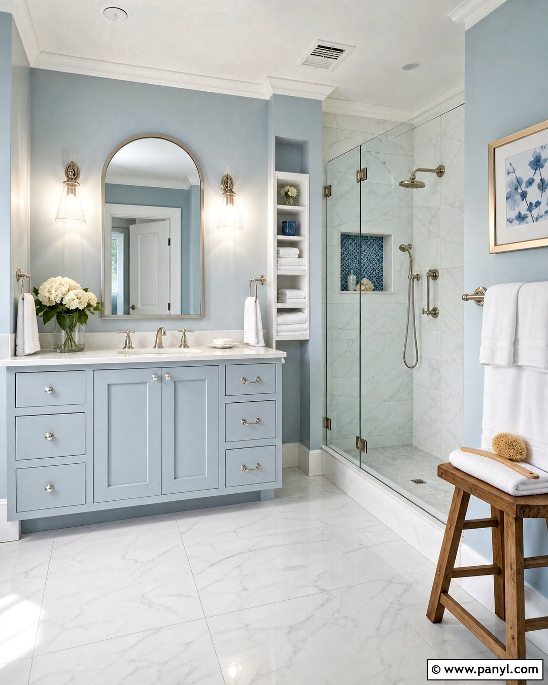 Light Blue Bathroom With Marble Tile - 20 light blue interior ideas