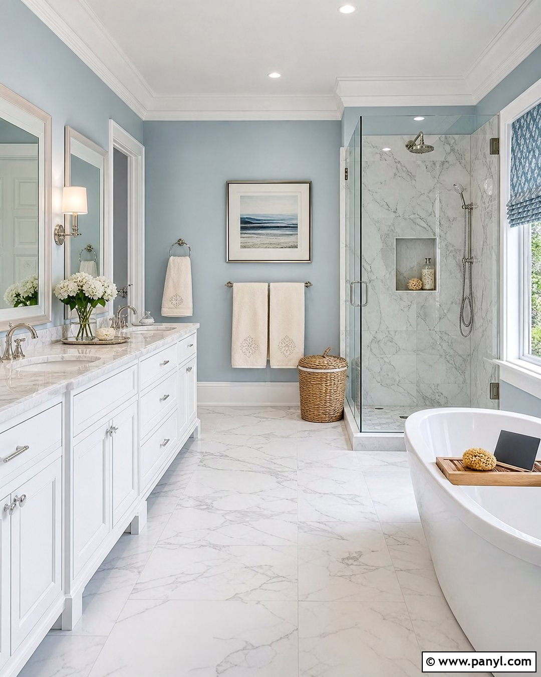 Light Blue Bathroom With Marble Tile - 25 Bathroom With Light Blue Walls