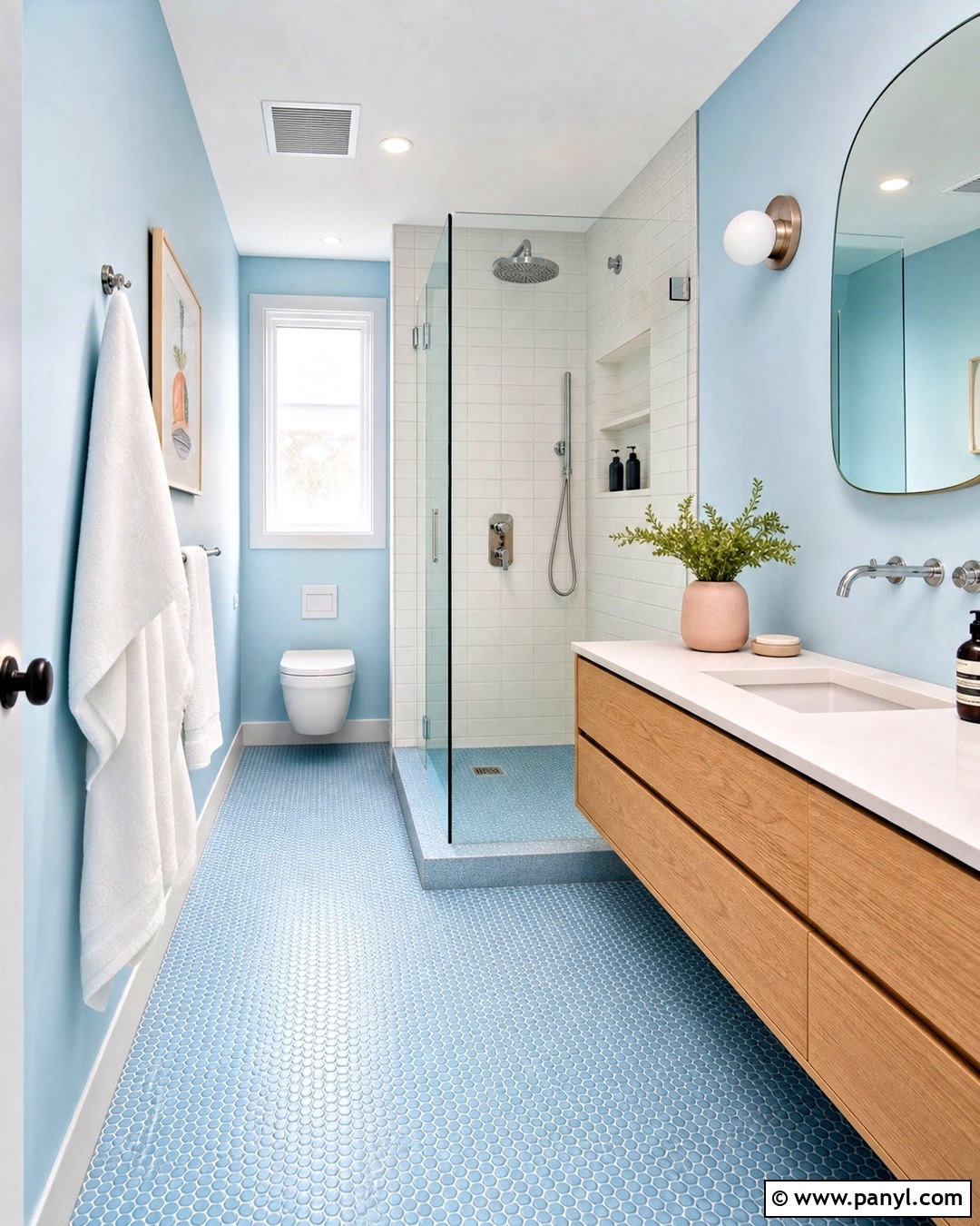 Light Blue Bathroom With Penny Tile - 20 light blue bathroom ideas