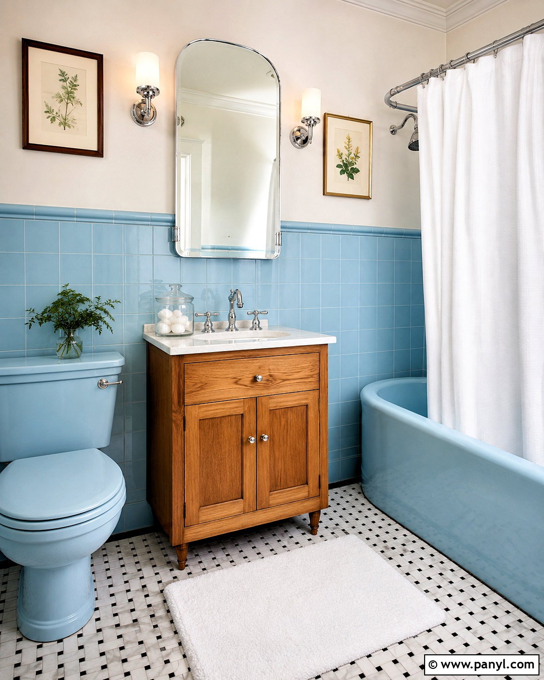 Light Blue Bathroom With Vintage Decor - 20 light blue bathroom decor ideas