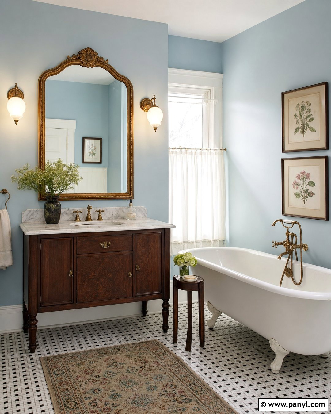Light Blue Bathroom With Vintage Decor - 25 Bathroom With Light Blue Walls