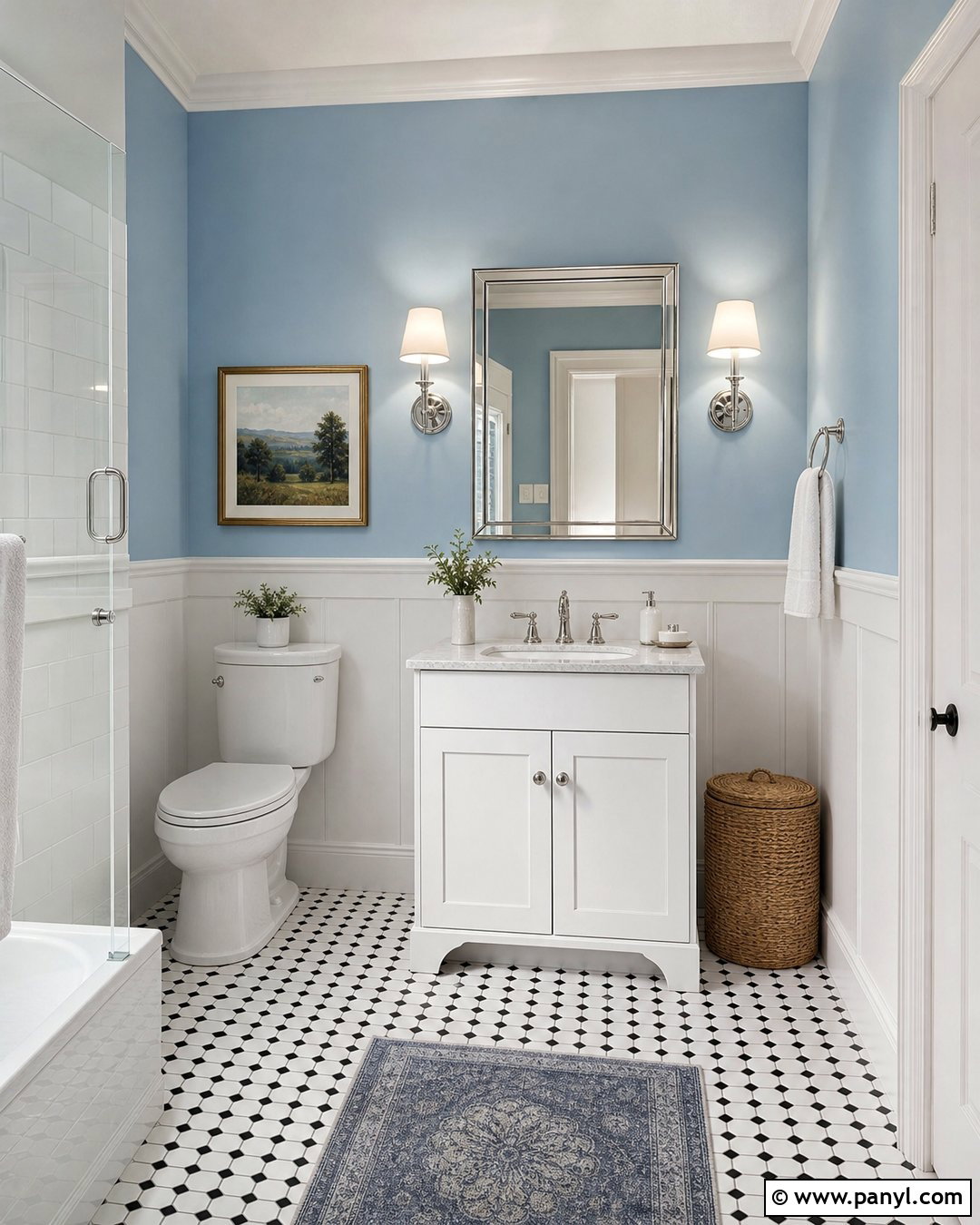Light Blue Bathroom With Wainscoting - 25 Bathroom With Light Blue Walls