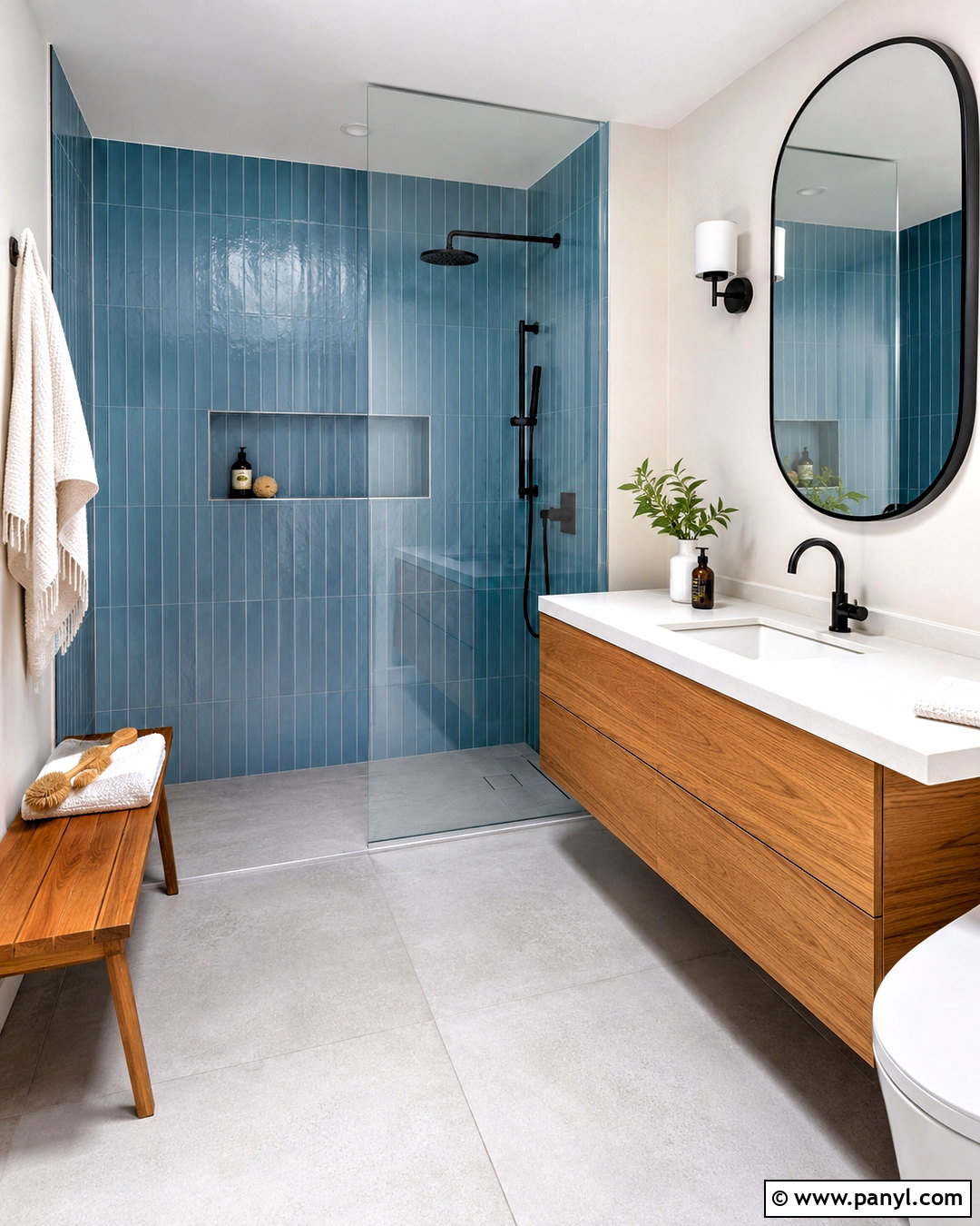 Light Blue Bathroom With Walk-In Shower - 20 light blue bathroom decor ideas