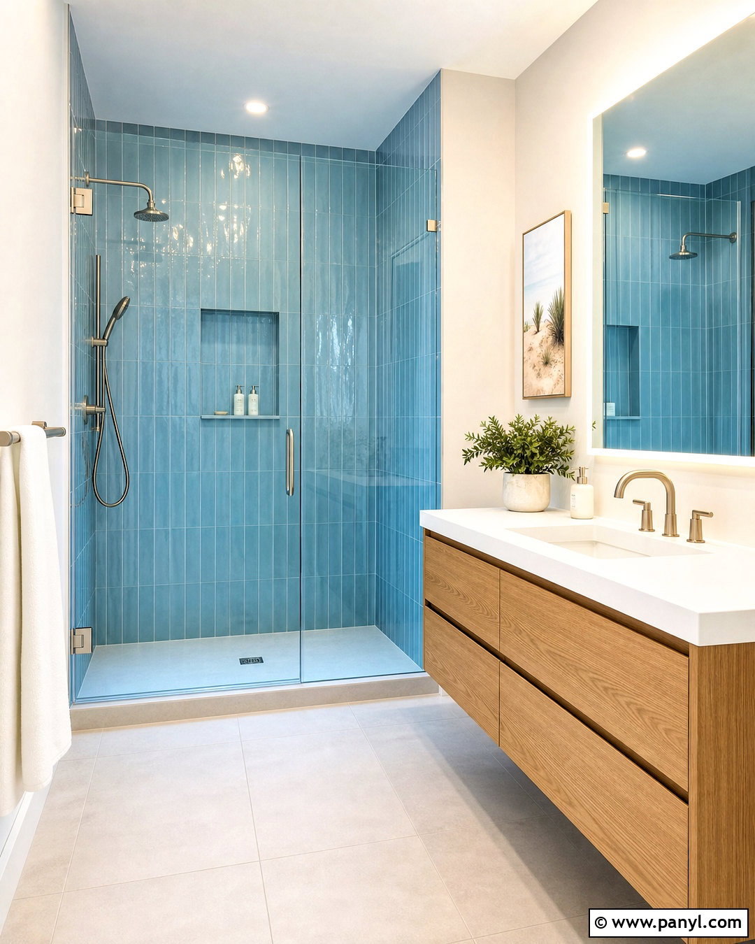 Light Blue Bathroom With Walk-In Shower - 20 light blue bathroom ideas