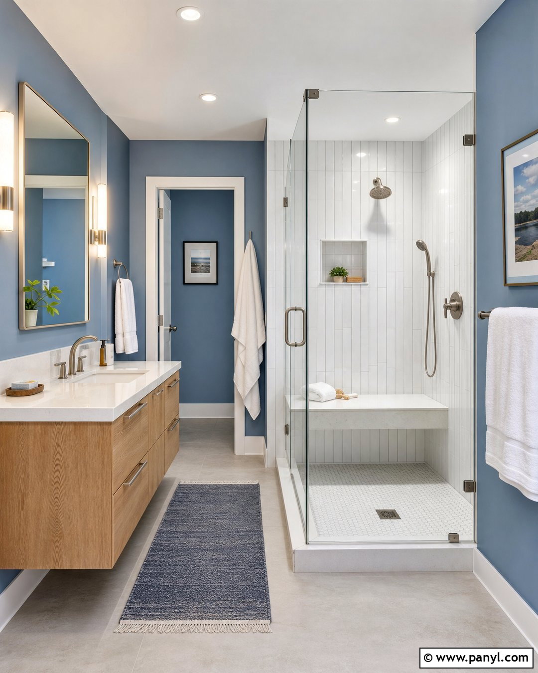 Light Blue Bathroom With Walk-In Shower - 25 Bathroom With Light Blue Walls