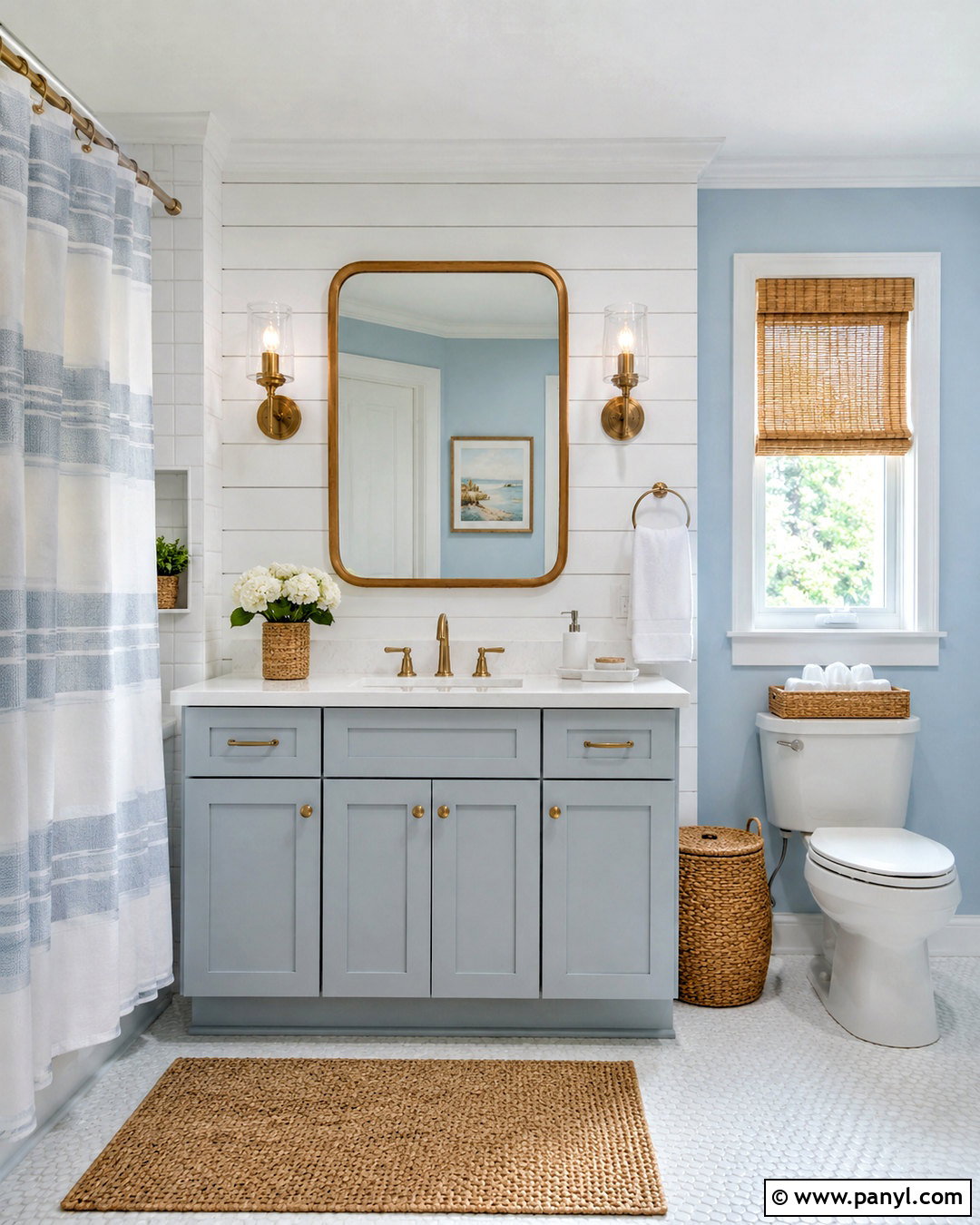 Light Blue Bathroom With White Shiplap - 20 light blue bathroom decor ideas