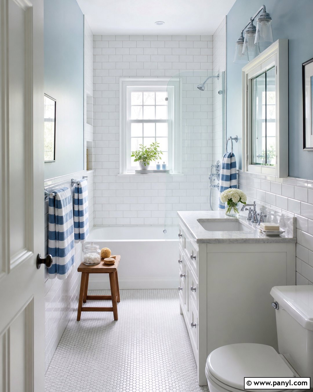 Light Blue Bathroom With White Subway Tile - 25 Bathroom With Light Blue Walls