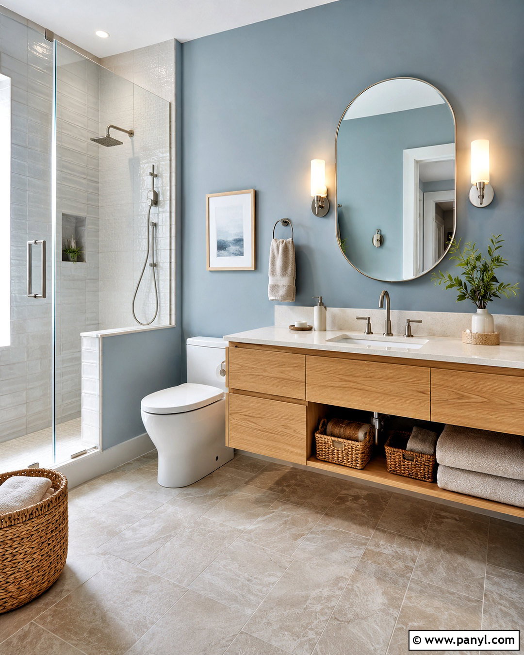 Light Blue Bathroom With Wood Vanity - 20 light blue bathroom decor ideas