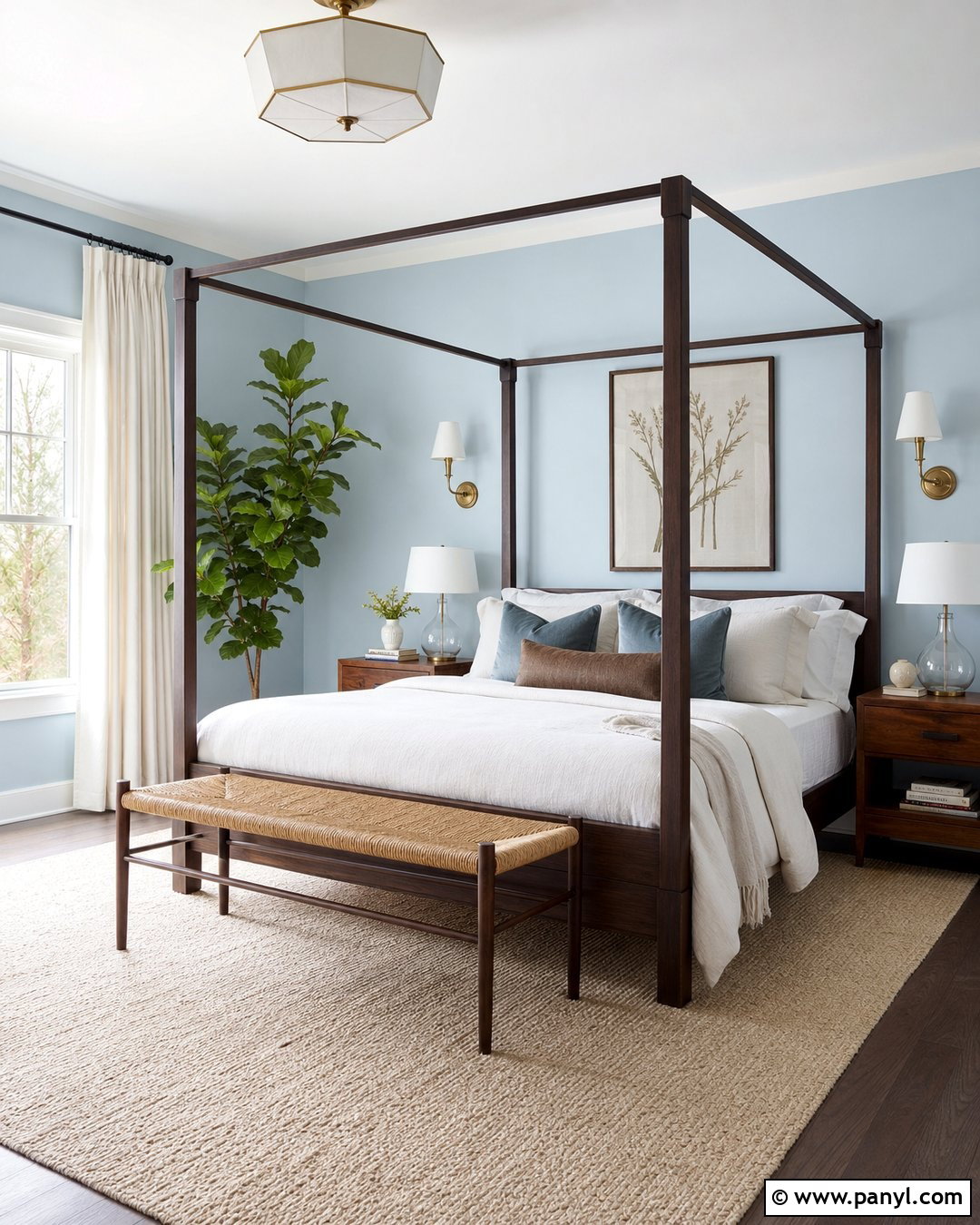 Light Blue Bedroom With Dark Brown Canopy Bed - 20 Light Blue Walls With Dark Brown Furniture Ideas