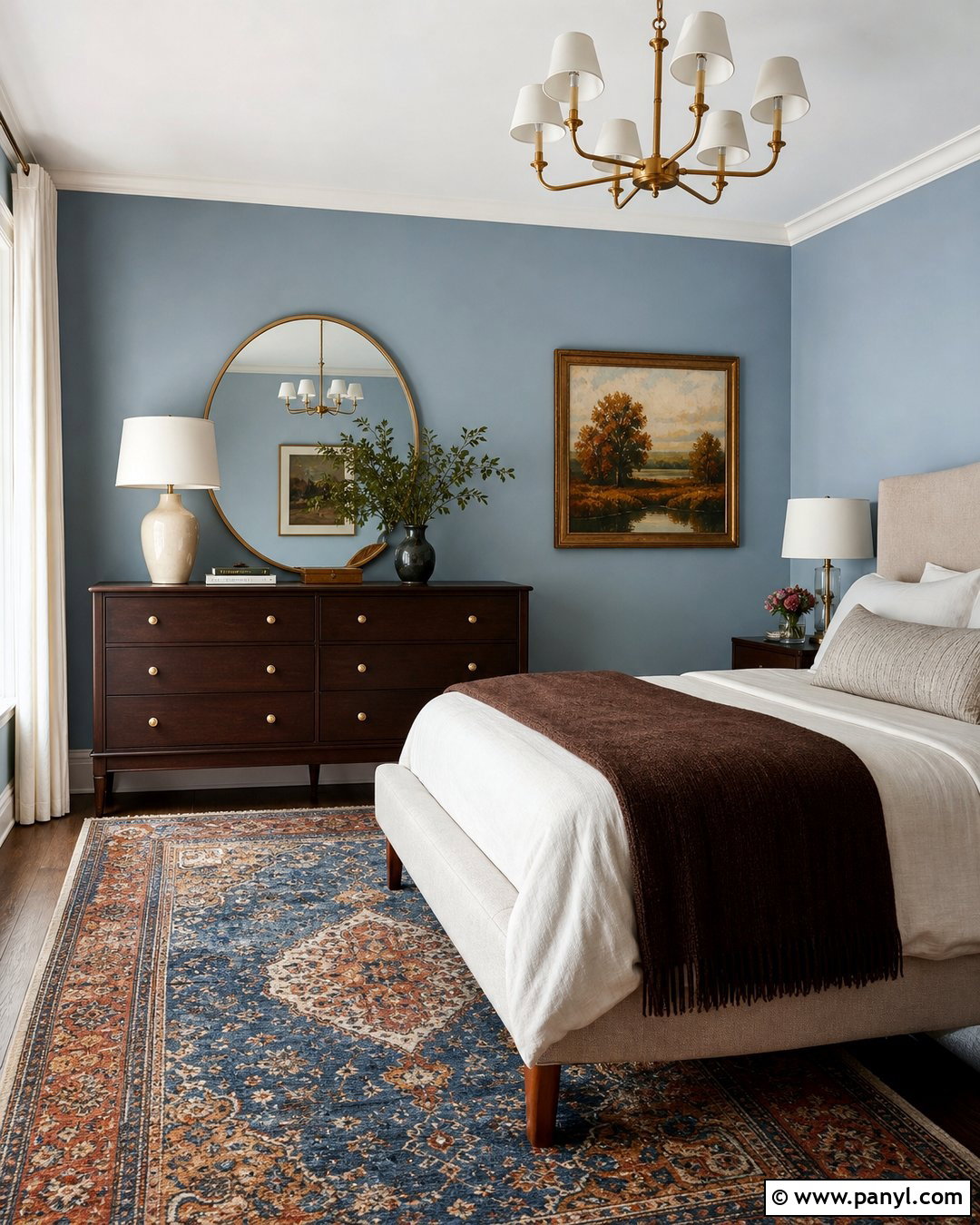 Light Blue Bedroom With Dark Brown Dresser - 20 Light Blue Walls With Dark Brown Furniture Ideas