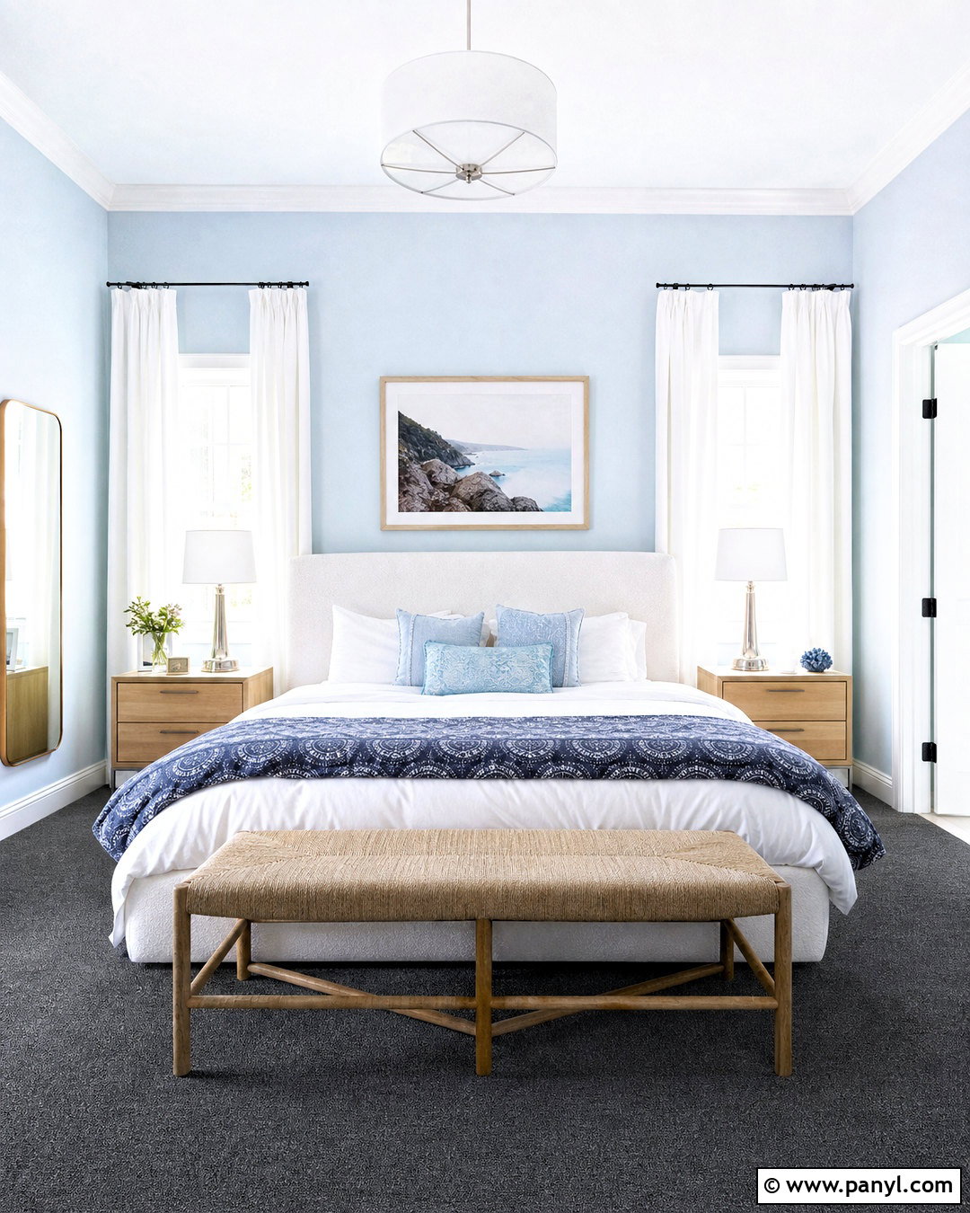 Light Blue Bedroom With Dark Gray Carpet - 20 dark gray carpet bedroom ideas