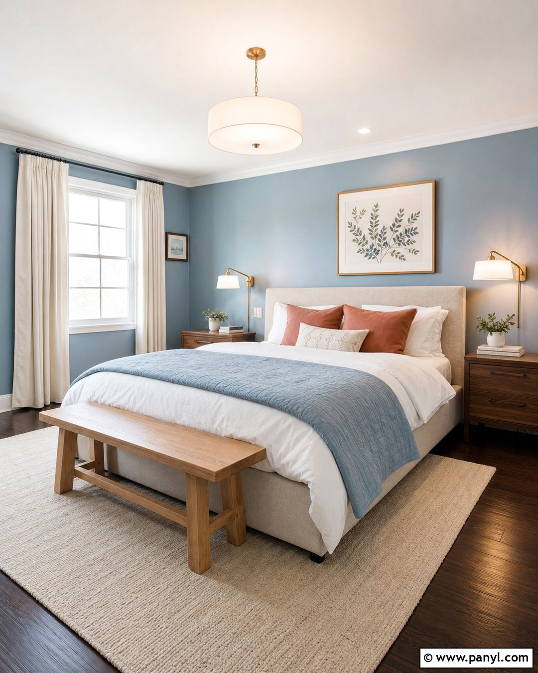 Light Blue Bedroom With Dark Walnut Floors - 20 Light Blue Walls With Dark Floors