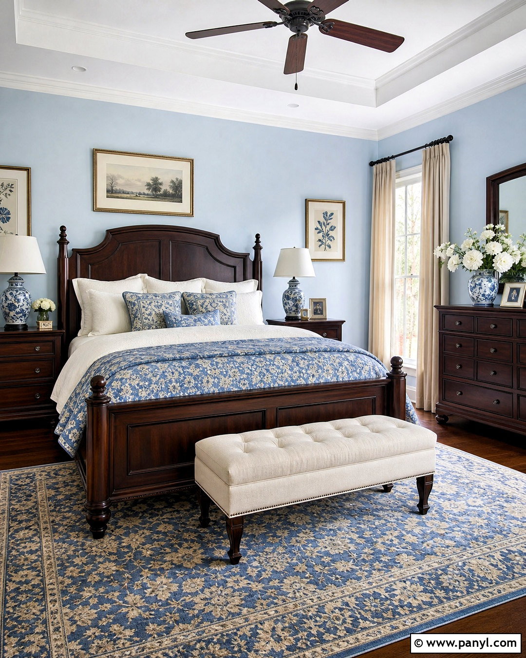 Light Blue Bedroom With Dark Wood Furniture - 20 light blue wall bedroom ideas