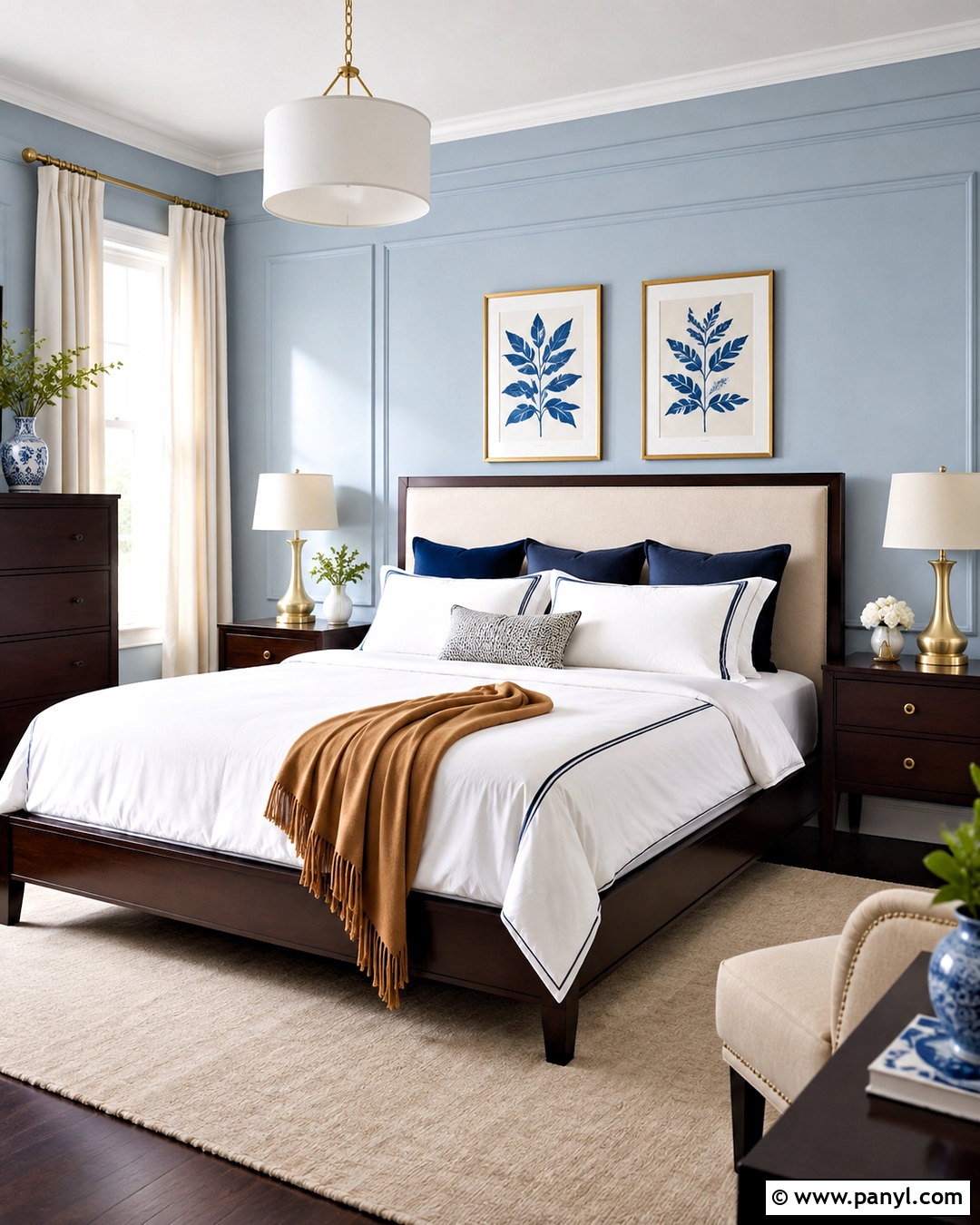 Light Blue Bedroom With Espresso Furniture - 20 light blue walls brown furniture ideas