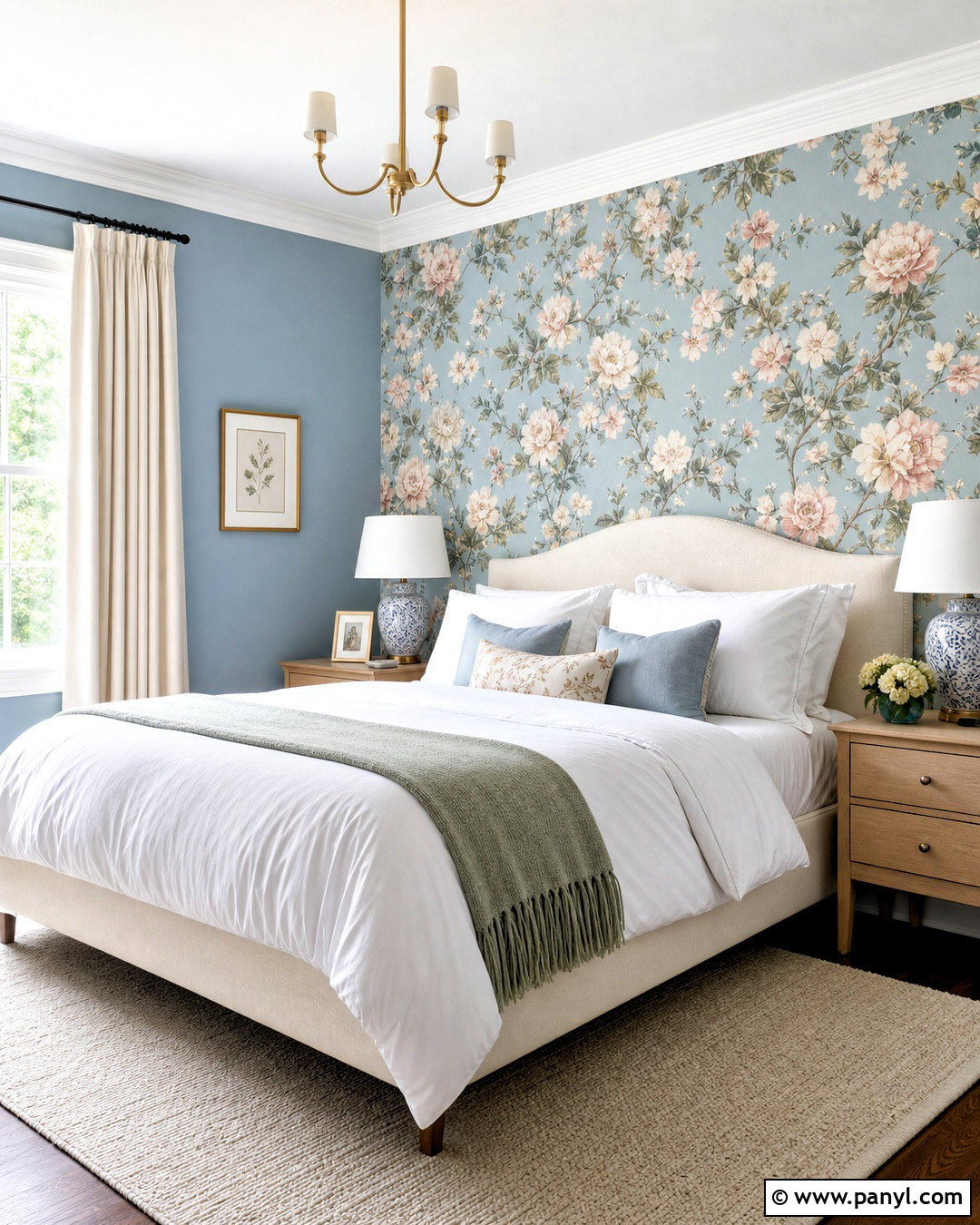 Light Blue Bedroom With Floral Wallpaper - 20 light blue wall bedroom ideas