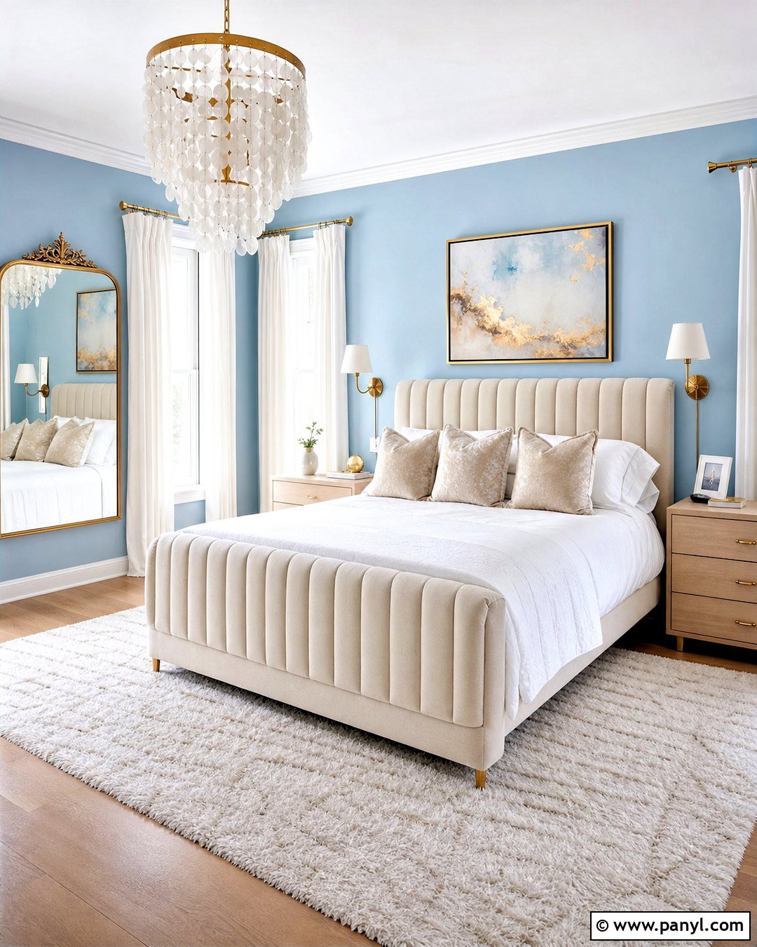 Light Blue Bedroom With Gold Accents - 20 light blue wall bedroom ideas