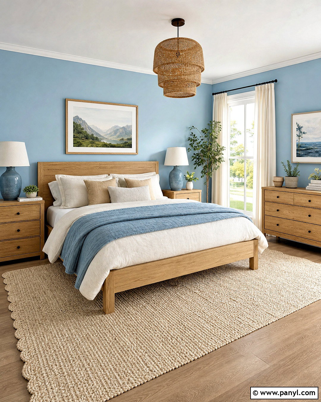 Light Blue Bedroom With Natural Wood Furniture - 20 light blue walls bedroom ideas