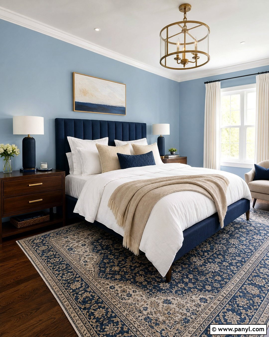 Light Blue Bedroom With Navy Accents - 35 Light Blue Wall Color Ideas