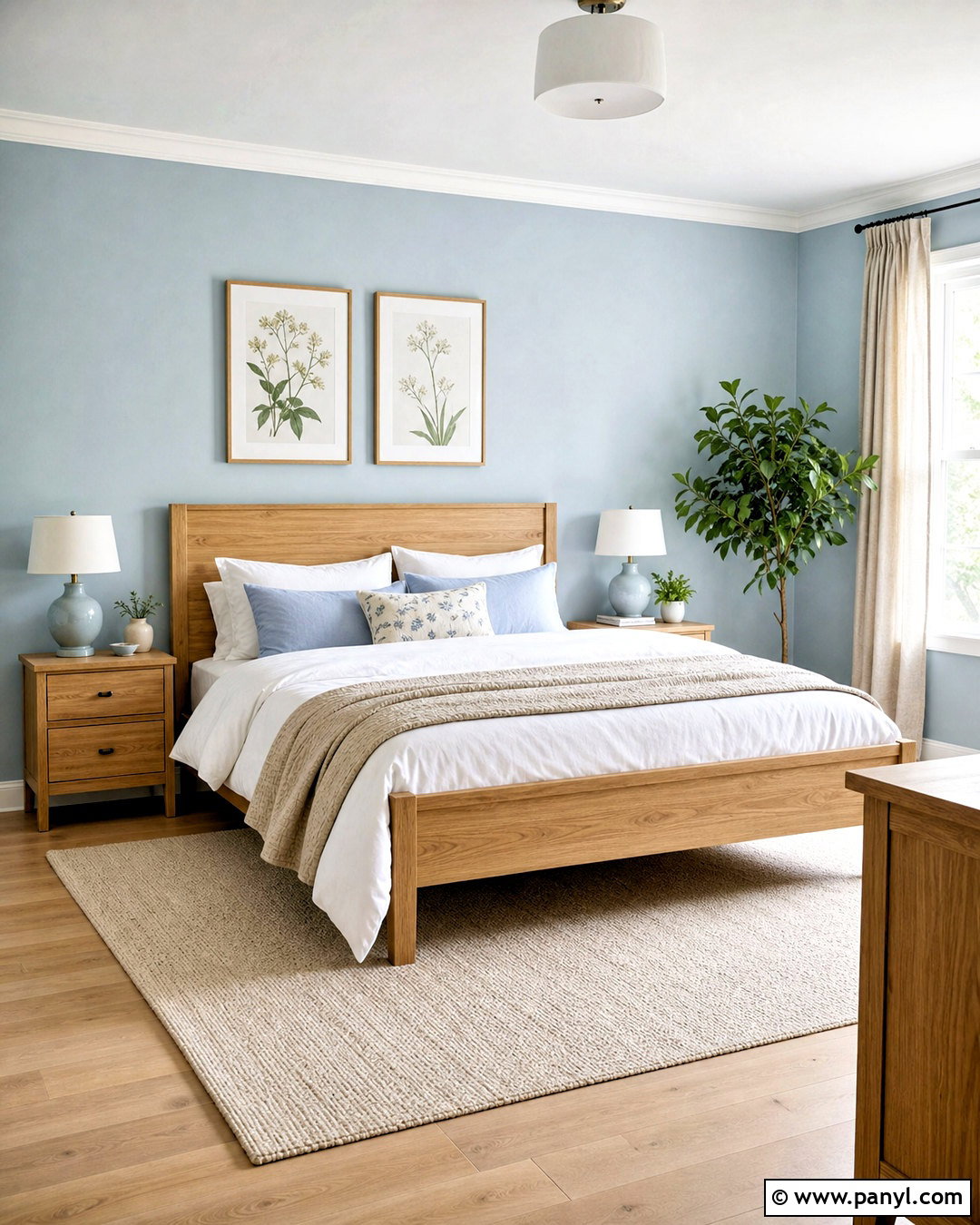 Light Blue Bedroom With Oak Furniture - 20 bedroom ideas blue walls