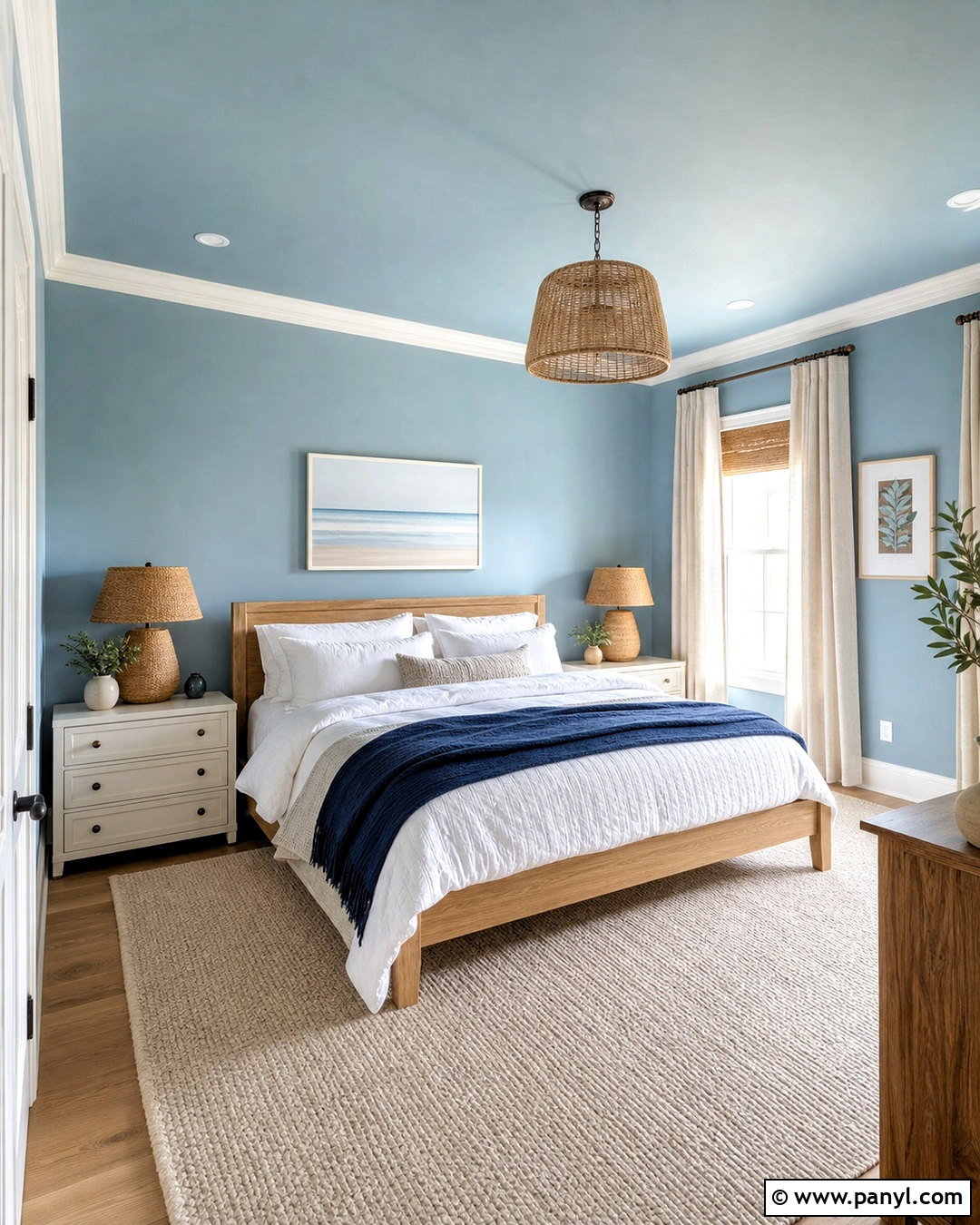 Light Blue Bedroom With Painted Ceiling - 20 light blue wall bedroom ideas