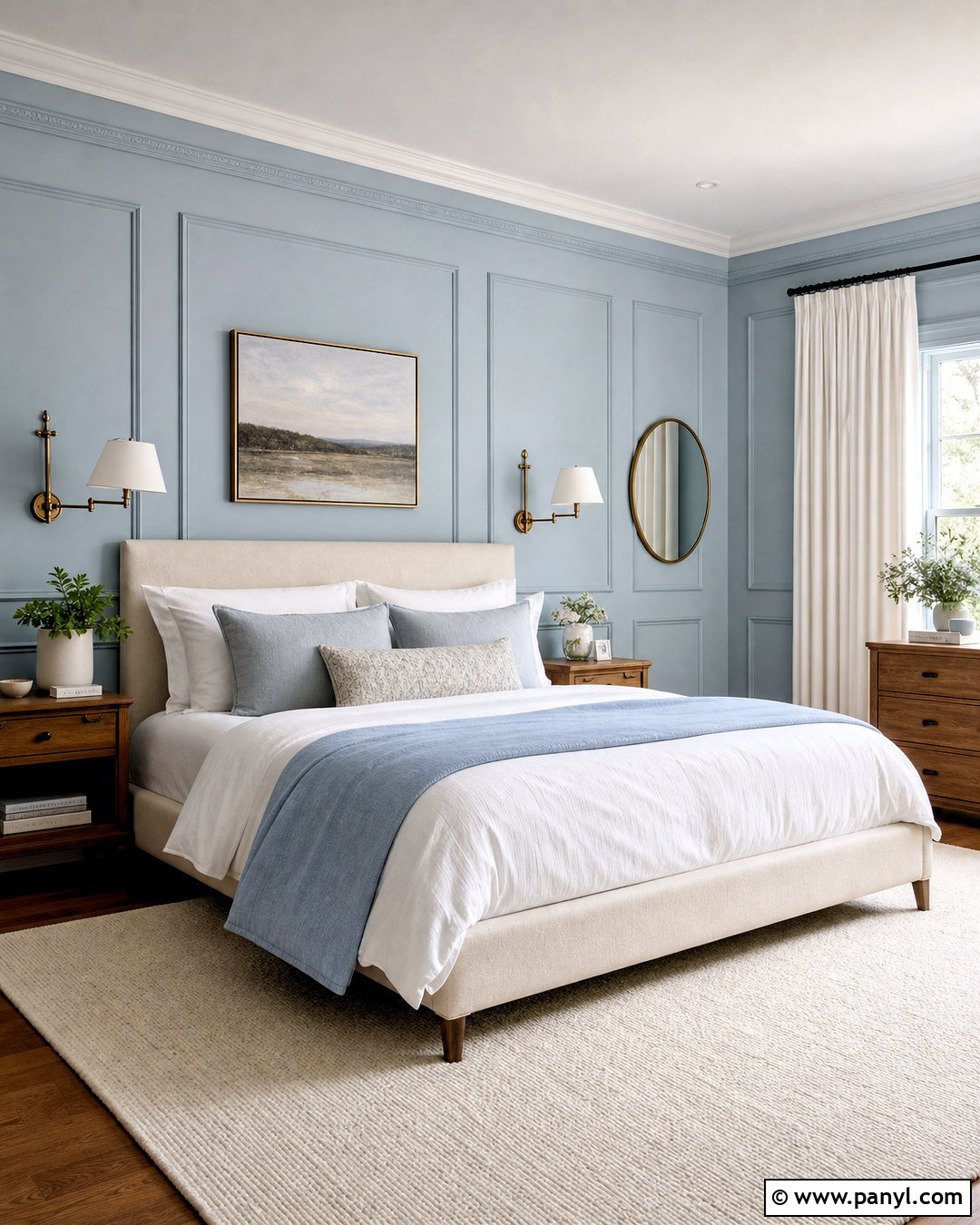Light Blue Bedroom With Wall Paneling - 20 light blue walls bedroom ideas