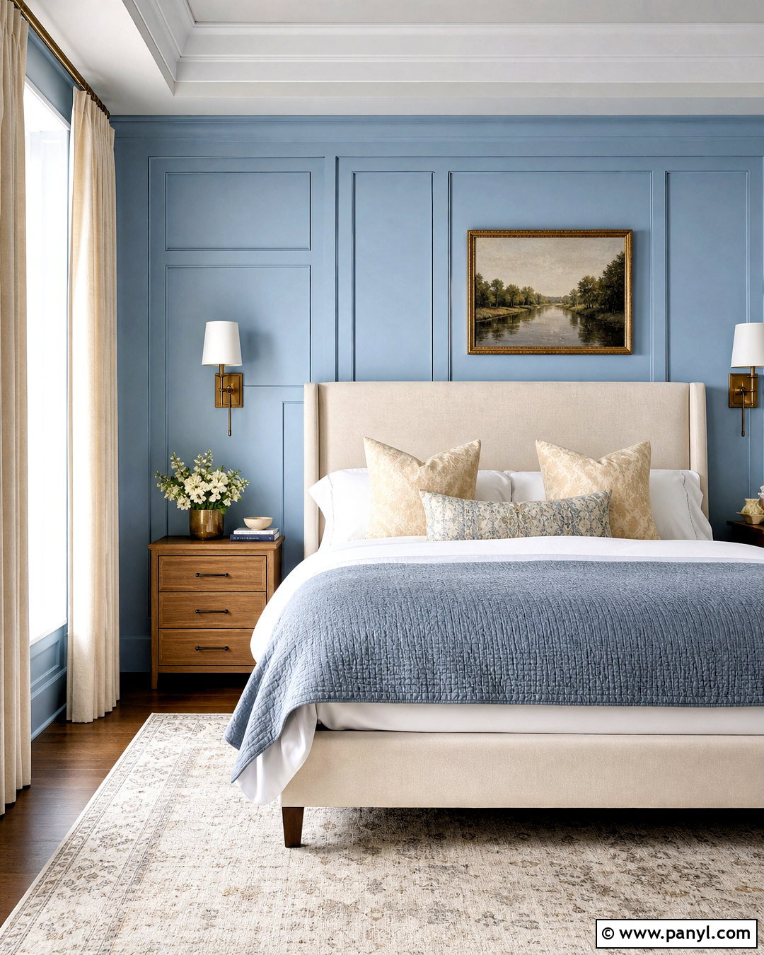 Light Blue Bedroom With Wall Paneling - 20 light blue wall bedroom ideas