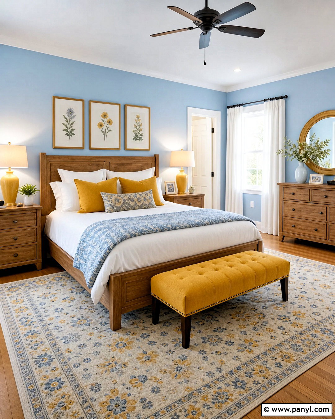 Light Blue Bedroom With Yellow Accents - 20 light blue walls bedroom ideas