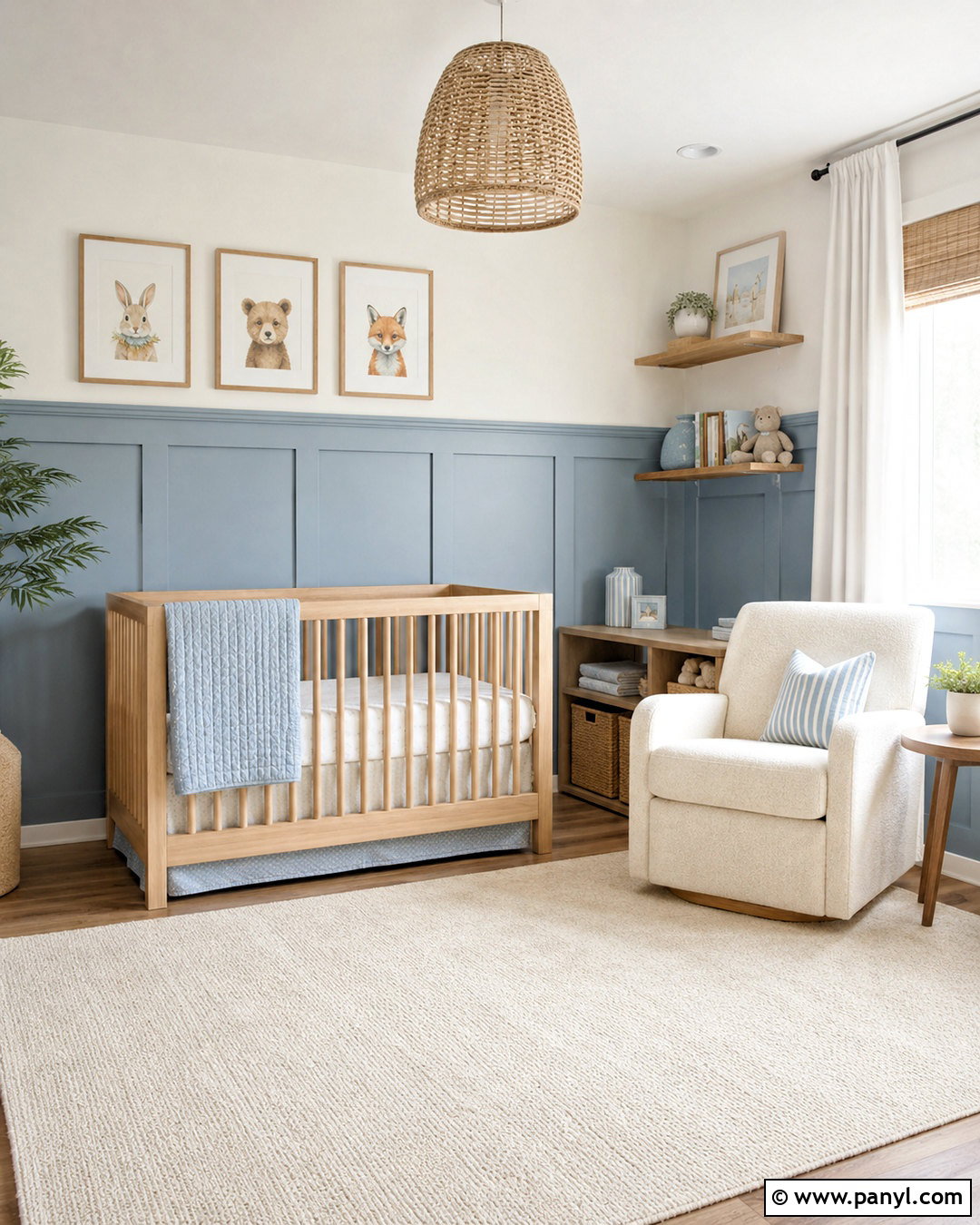 Light Blue Board and Batten Nursery Wall - 20 blue board and batten wall ideas