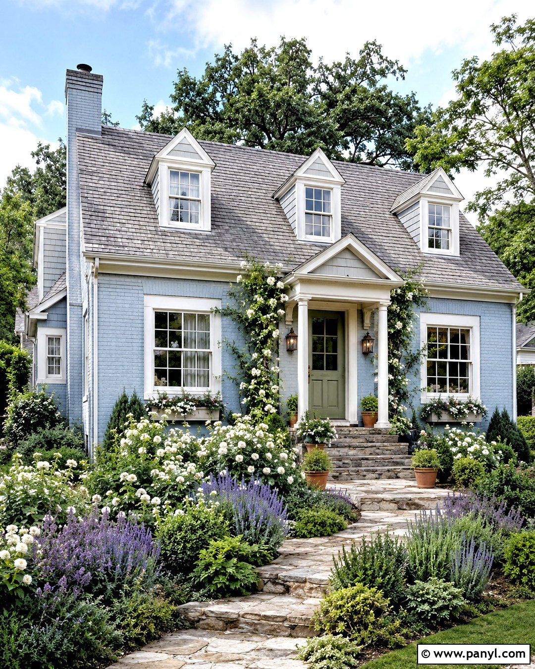 Light Blue Brick Cottage - 20 blue brick house exterior ideas