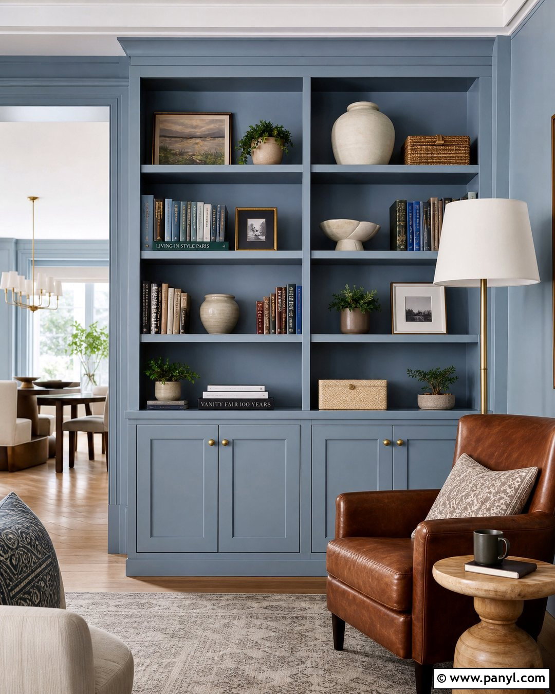 Light Blue Built-In Bookshelves - 35 Light Blue Wall Color Ideas