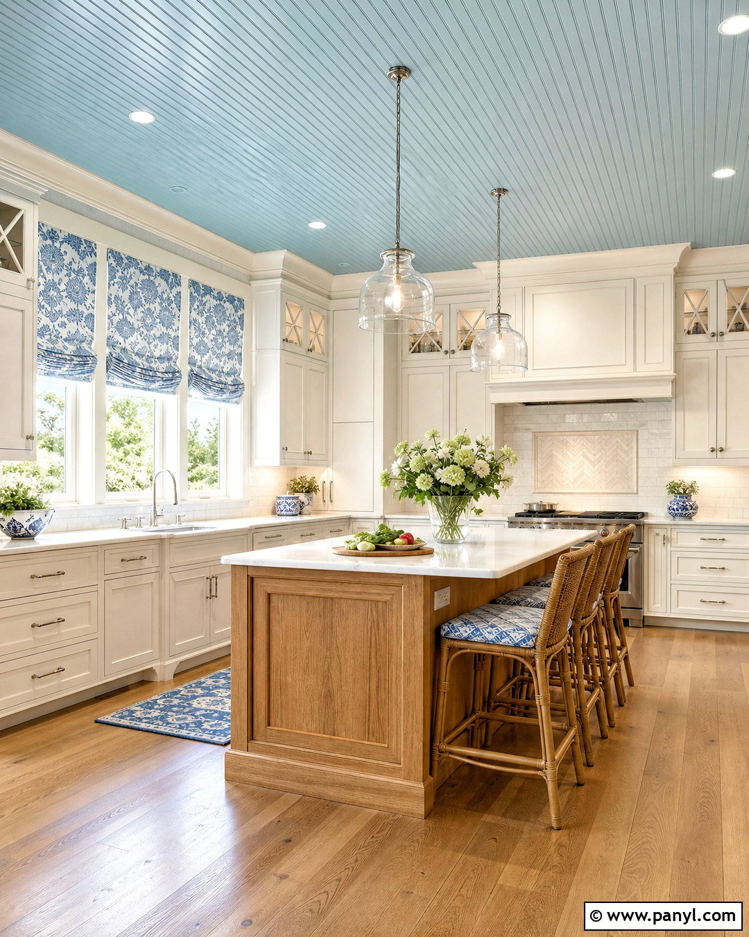 Light Blue Ceiling With White Cabinets - 20 light blue kitchen ideas