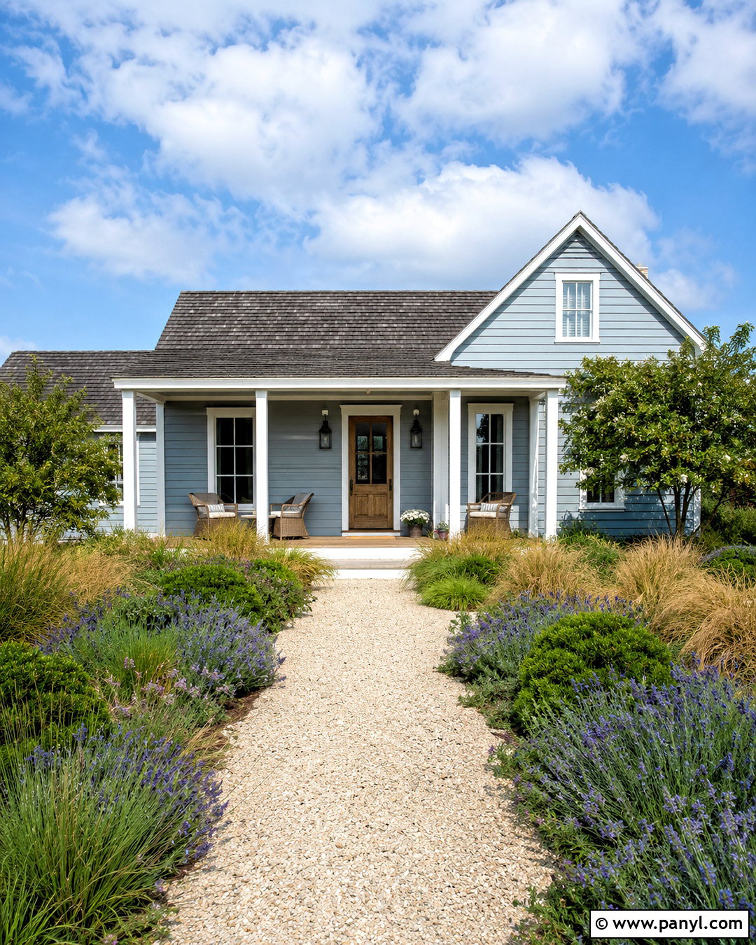 Light Blue Coastal Cottage With White Trim - 20 blue house white trim ideas
