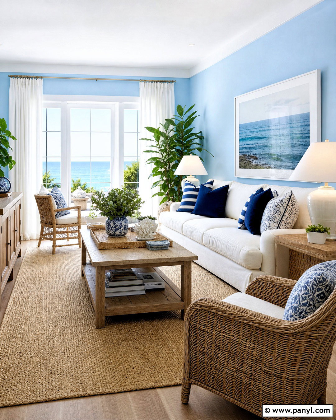 Light Blue Coastal Living Room - 20 blue room design ideas