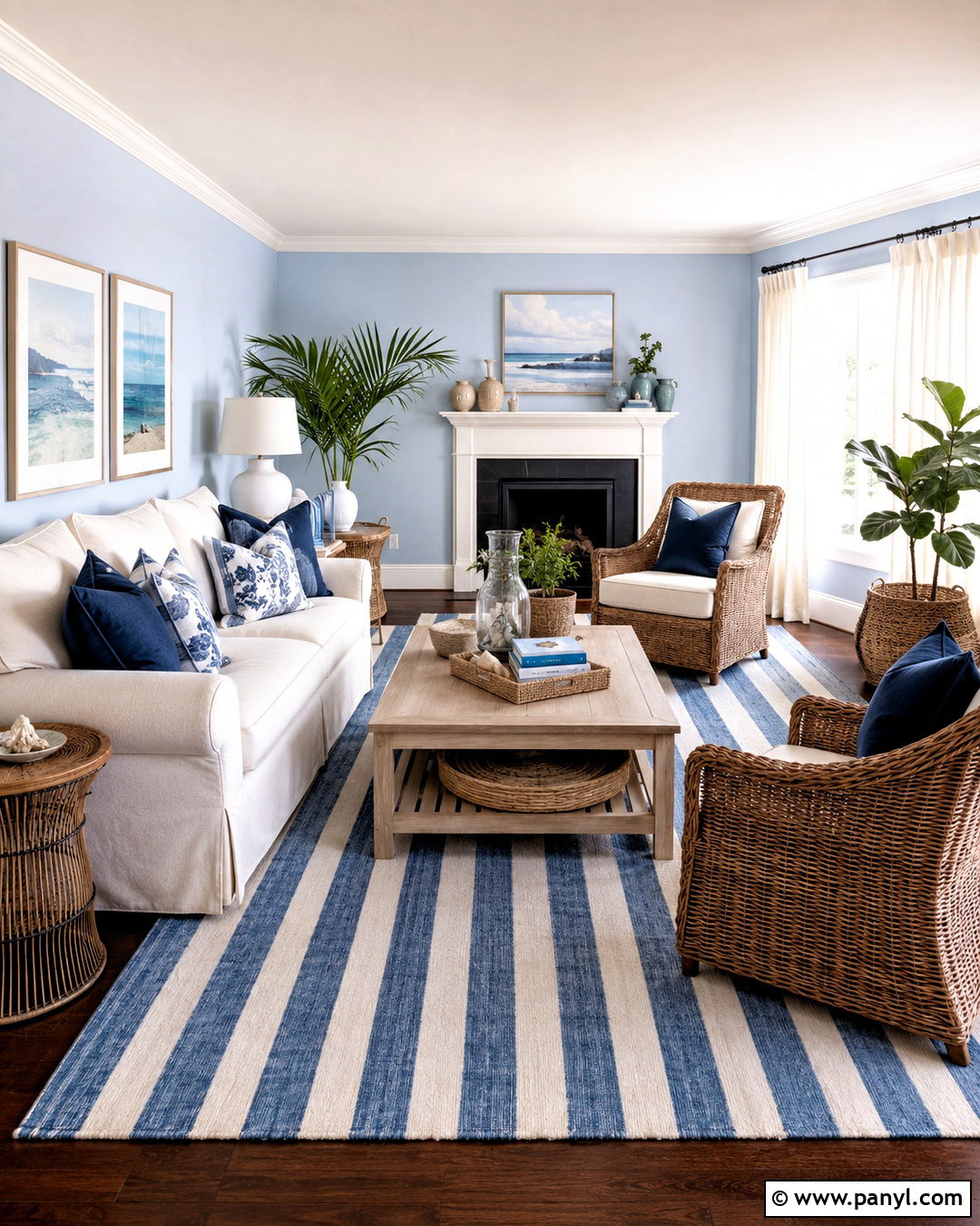 Light Blue Coastal Living Room - 20 light blue rooms