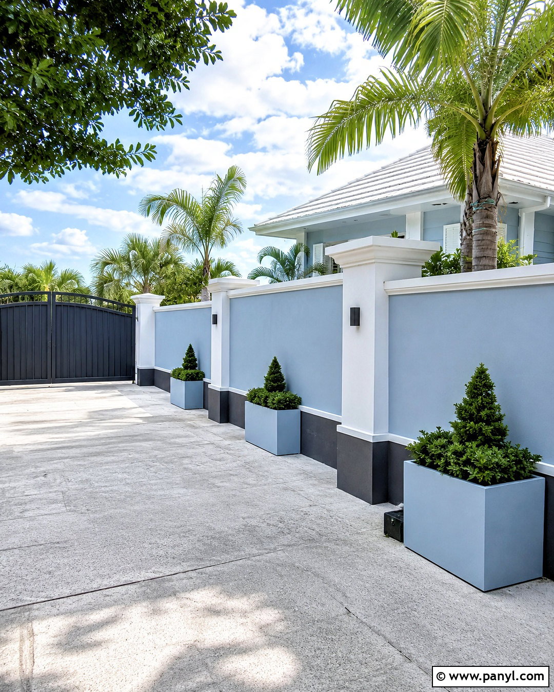 Light Blue Compound Wall - 20 compound wall painting ideas