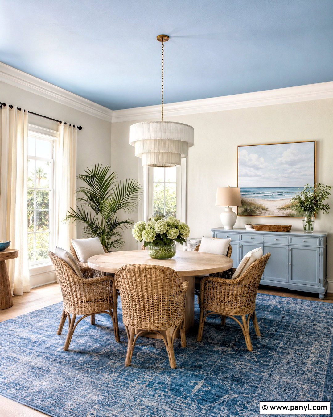 Light Blue Dining Room With Blue Ceiling - 20 light blue dining room ideas