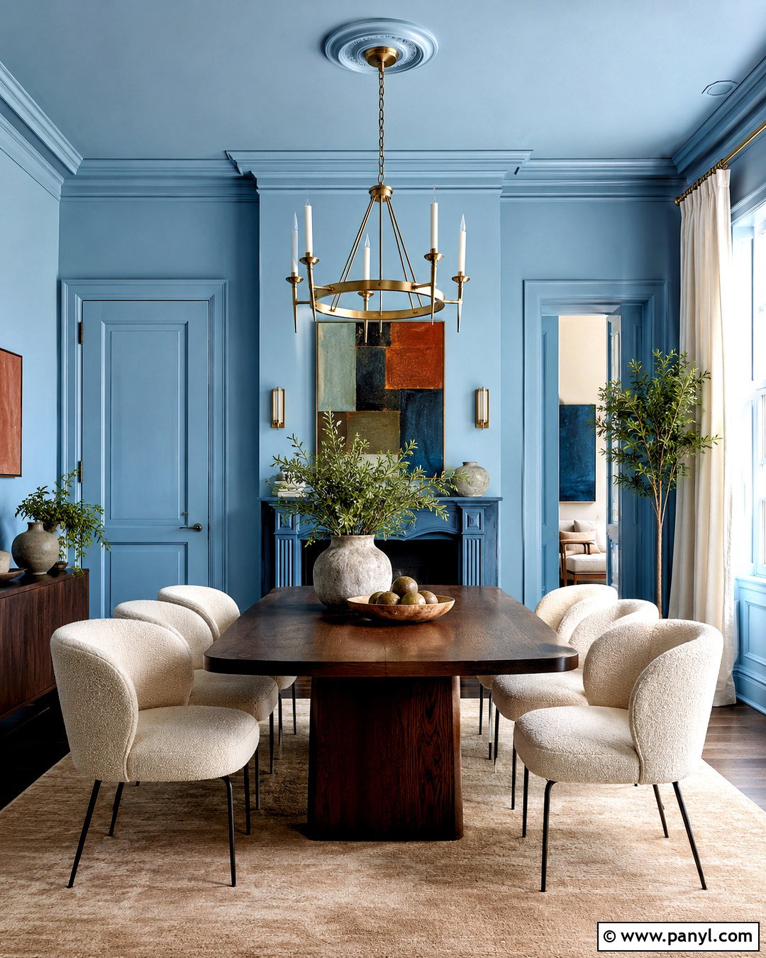 Light Blue Dining Room With Color-Drenched Walls - 20 light blue dining room ideas