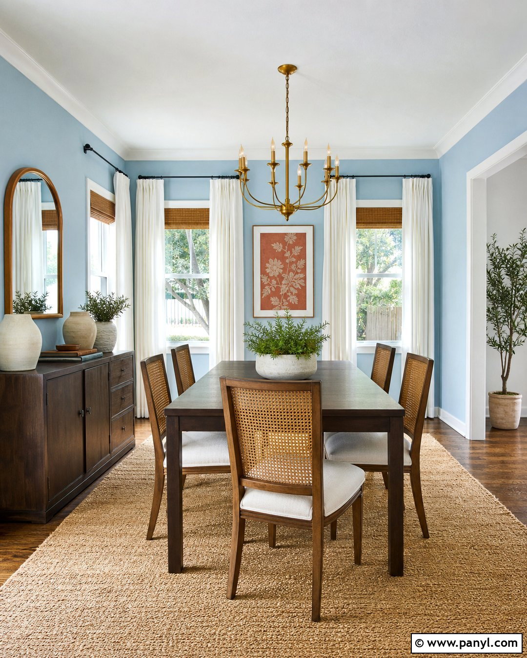Light Blue Dining Room With Dark Brown Table - 20 Light Blue Walls With Dark Brown Furniture Ideas