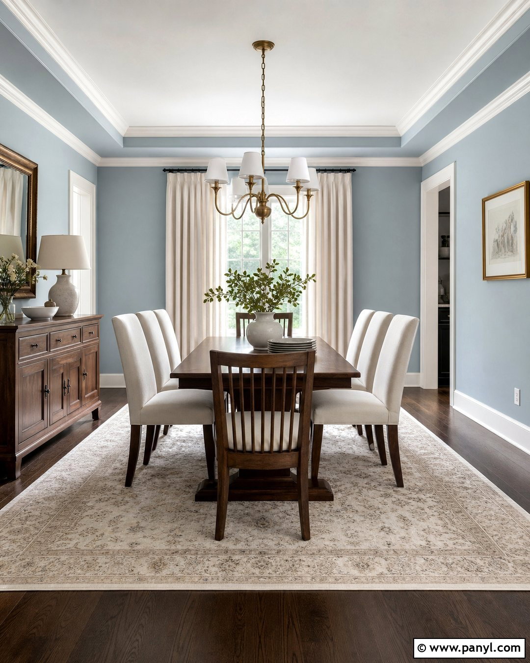 Light Blue Dining Room With Dark Oak Floors - 20 Light Blue Walls With Dark Floors
