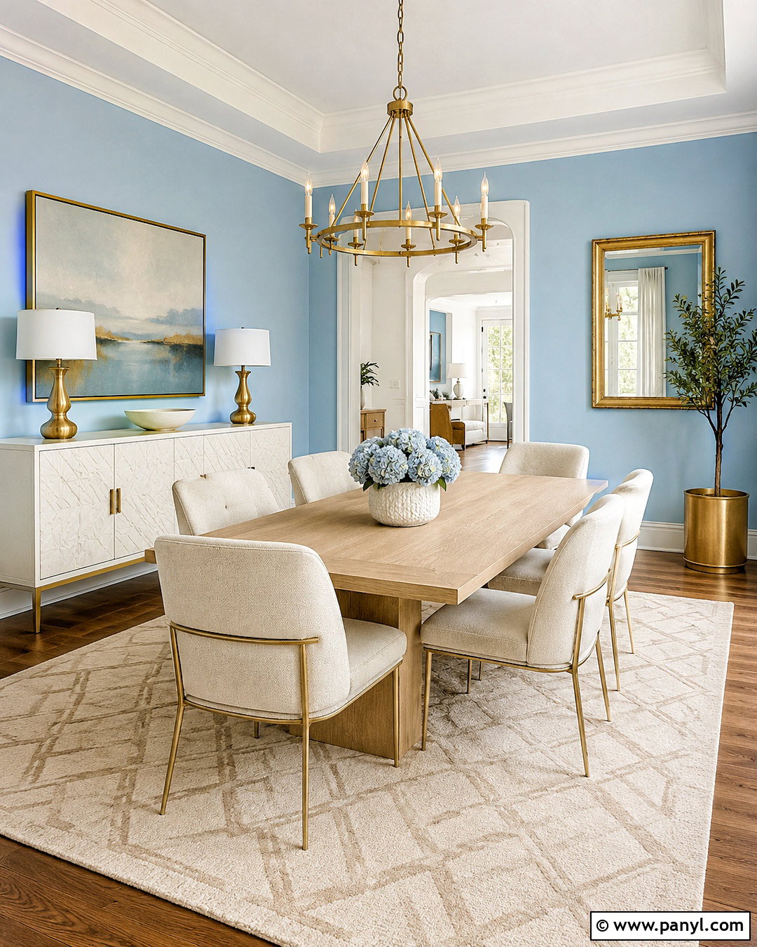 Light Blue Dining Room With Gold Accents - 20 light blue dining room ideas