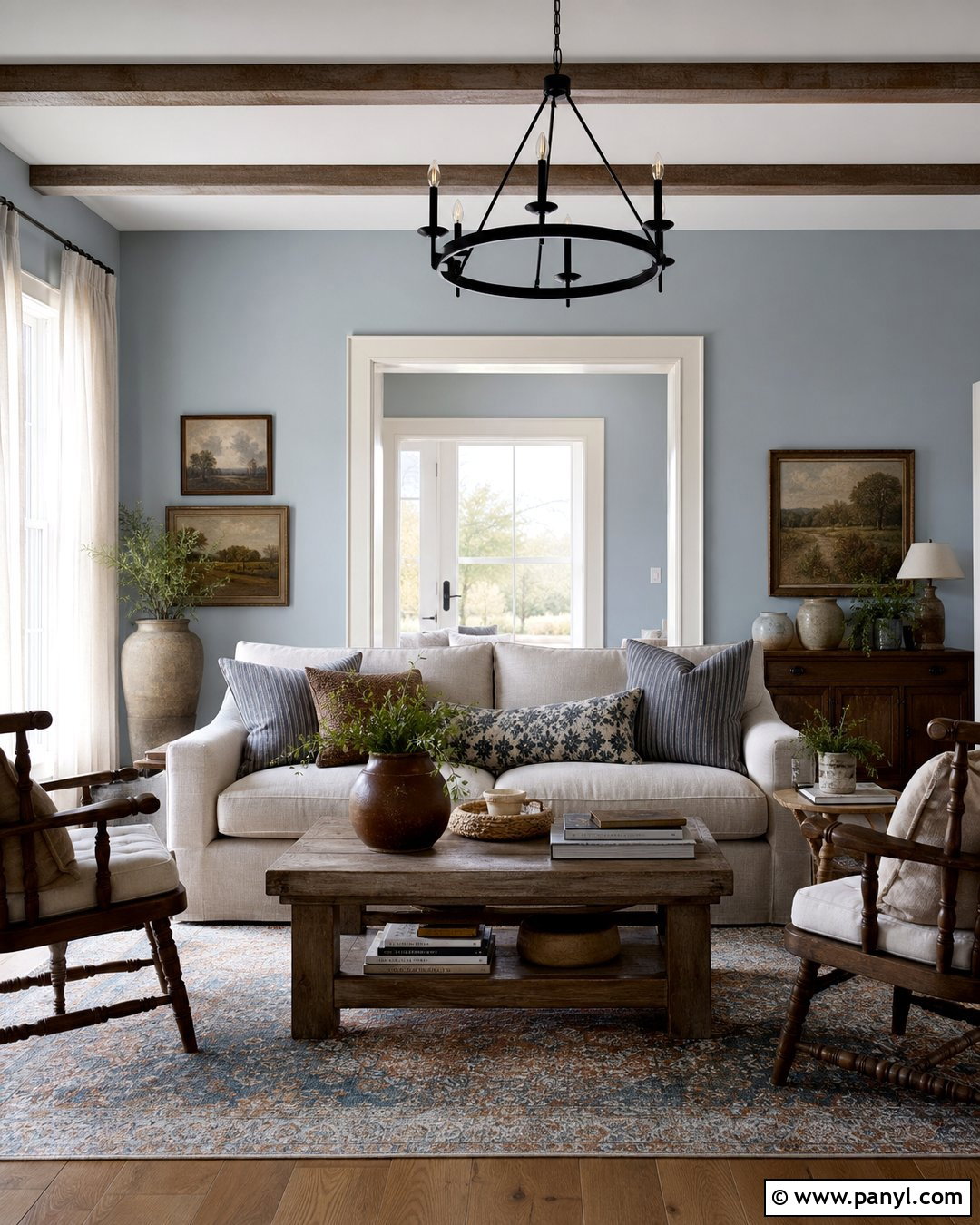 Light Blue Farmhouse Living Room - 35 Light Blue Wall Color Ideas
